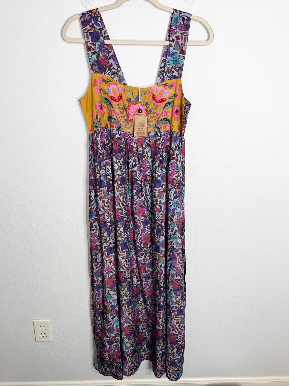 Natural Life Tricia Maxi Dress Women’s Medium Dark Purple Daisies Boho Hippie - Picture 6 of 13